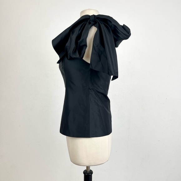 RAFAEL CENNAMO 100% Silk One Shoulder Blk top SZ 6. Couture, High Fashion Item. - Picture 5 of 13